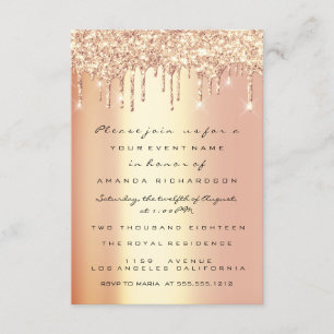 Spark Glitzer Tropfens Coral Gold Bridal Sweet 16. Einladung