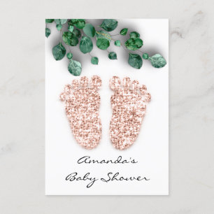 Spark Glitzer White Rose Green Baby Dusche Feet Einladung