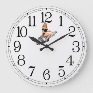 Spark Plug-Button Up Große Wanduhr