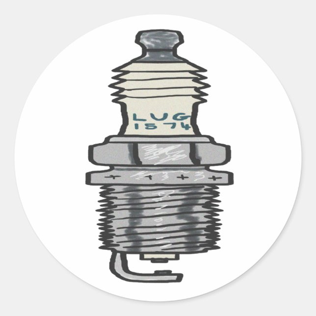 Spark Plug Mechanic Runder Aufkleber (Vorderseite)