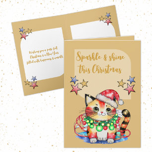 Sparkasse diese niedlichen Weihnachtssterne Gold Feiertagskarte