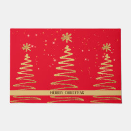 Sparkgoldbäume eleganter Luxus Xmas Glitzer Rot Fußmatte