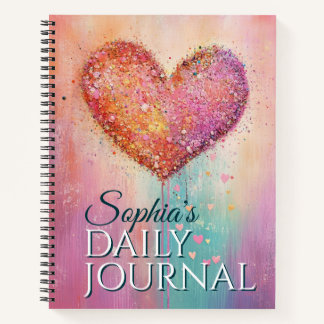 Sparking Watercolor Heart For Every Thought Notizbuch