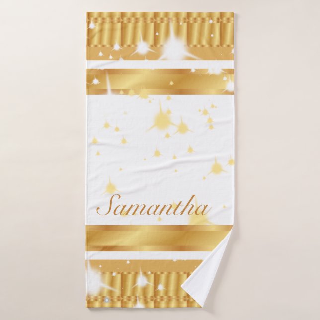 Sparkings Gold Et White Nom De Script (Serviette de bain)