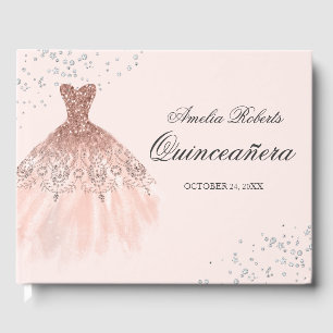 Sparkkleid Rose Gold Quinceanera Gästebuch