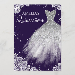 Sparkkleid White Lace Lila Quinceanera Einladung