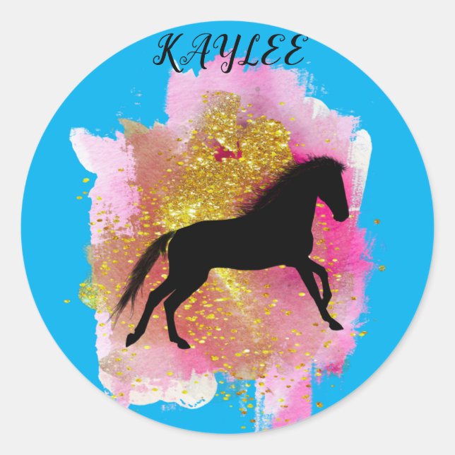 SPARKLASSIERE HORSE STICKERS PERSONALISIERT (Vorderseite)