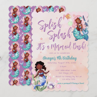 Sparkle American Mermaid Bash Birthday Einladung