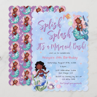 Sparkle American Mermaid Bash Birthday Einladung