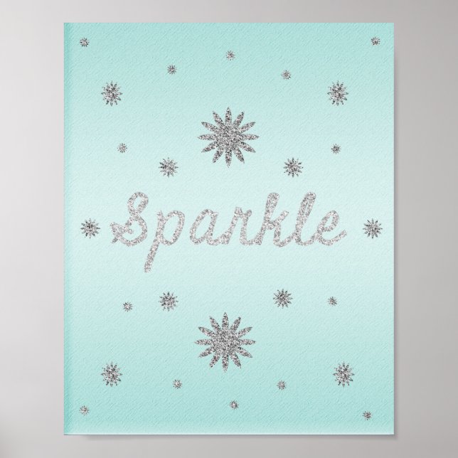 Sparkle Aqua mit Silver Glitzer Poster (Vorne)