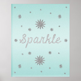 Sparkle Aqua mit Silver Glitzer Poster