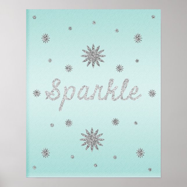 Sparkle Aqua mit Silver Glitzer Poster (Vorne)