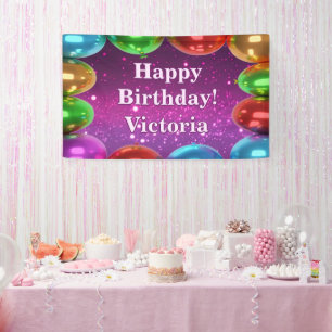 Sparkle Balloons Glücklich Geburtstag Brauch Vinyl Banner