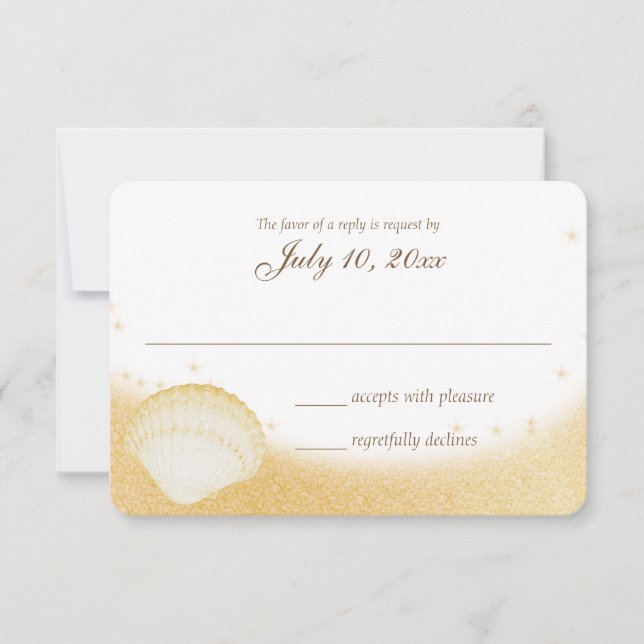 Sparkle Beach Seashelle Wedding Response RSVP Karte (Vorderseite)