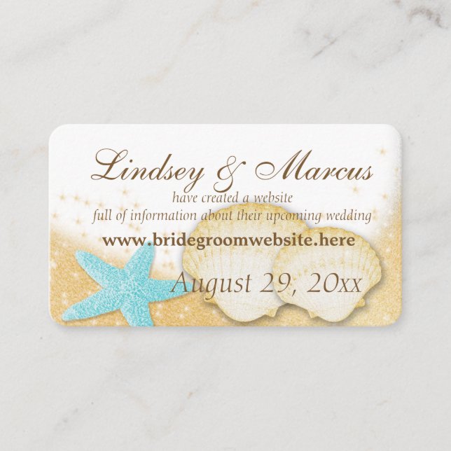 Sparkle Beach Wedding Information Cards Begleitkarte (Vorderseite)