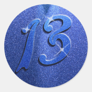 Sparkle Blue 13. Geburtstagsparty Sticker