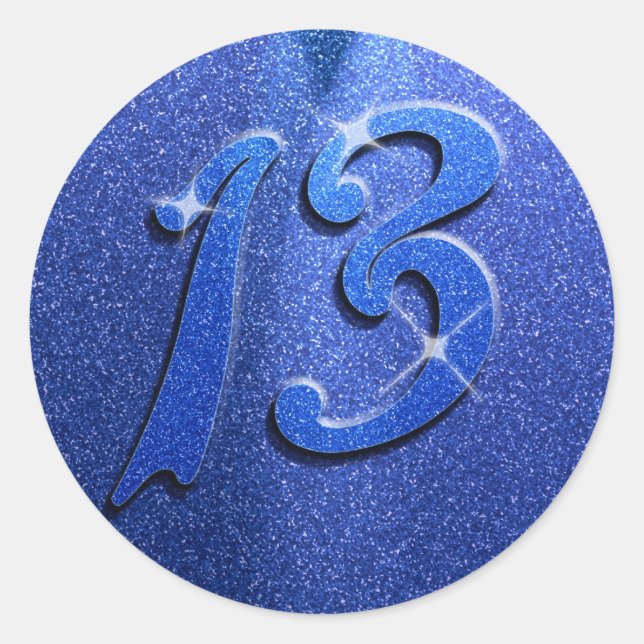 Sparkle Blue 13. Geburtstagsparty Sticker (Vorderseite)