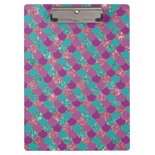 Sparkle Blue Lila Mermaid Schwanz Fish Scale Brigh Klemmbrett