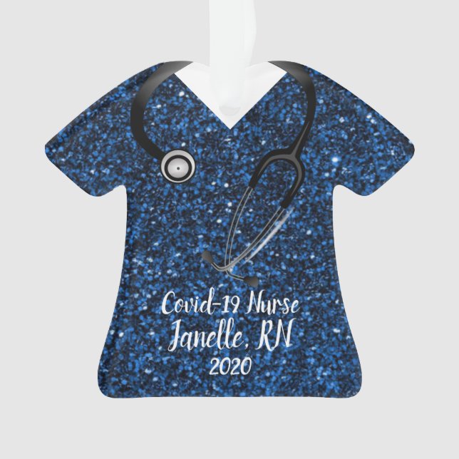 Sparkle Blue Scrub Top Nurse 2020 Ornament (Vorderseite)