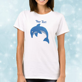 Sparkle Blue White Dolphin in Sprungstellung T-Shirt
