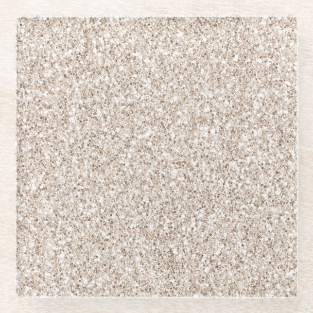 Sparkle Blush Cream Glitz Glitzer Glasuntersetzer (Vorderseite)