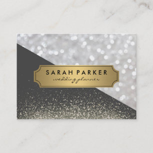 Sparkle Bokeh avec Faux Metallic Gold Étiquette