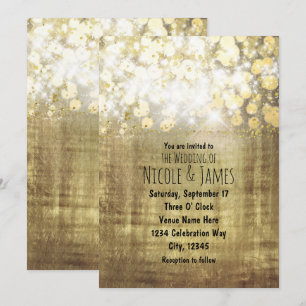 Sparkle Bright Lights Rustic Gold Glam Einladungen