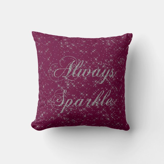 Sparkle Burgundy Pink Silver Glitzer Kissen (Vorderseite)