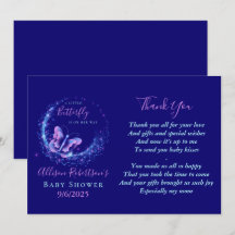 Sparkle Butterfly Girl Babydusche Danke Karte