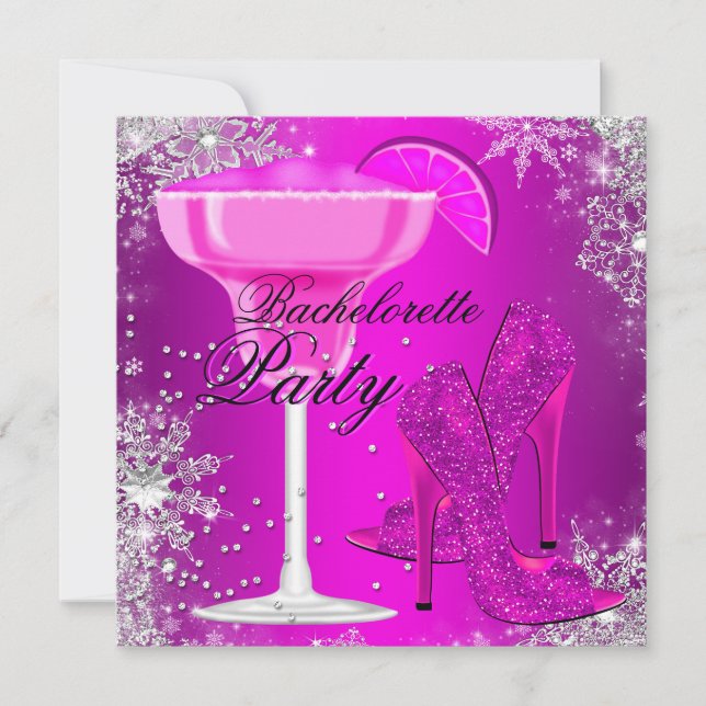 Sparkle Cocktail & Heelse Bachelorette Einladung (Vorderseite)