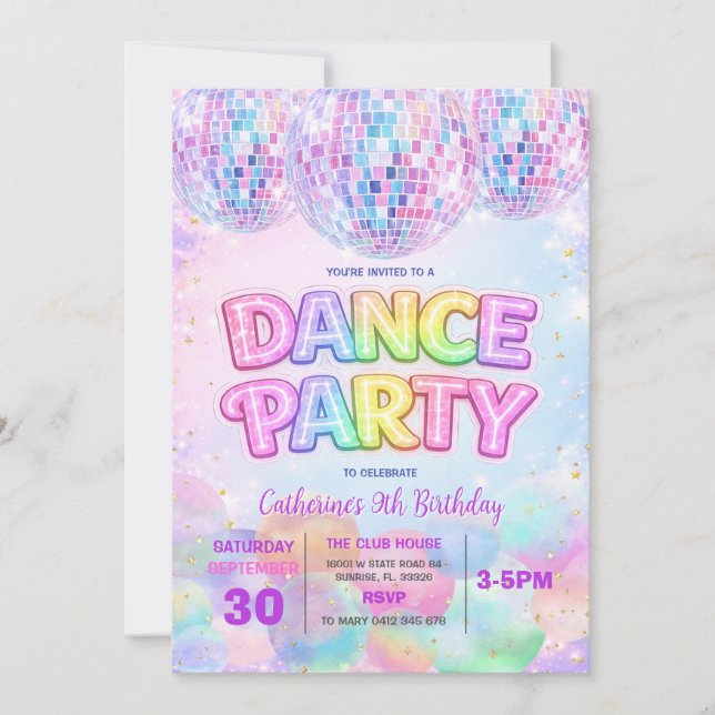 Sparkle Dance Disco Ball Birthday Party Invitation Einladung (Vorderseite)