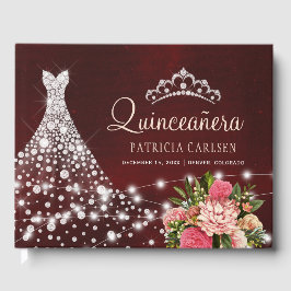 Sparkle Diamant kleid bordeauxrot florale quincean Gästebuch