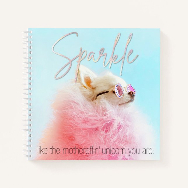 Sparkle Die Tiny Chi | Dog Lover Monogram Glam Notizbuch (Vorderseite)