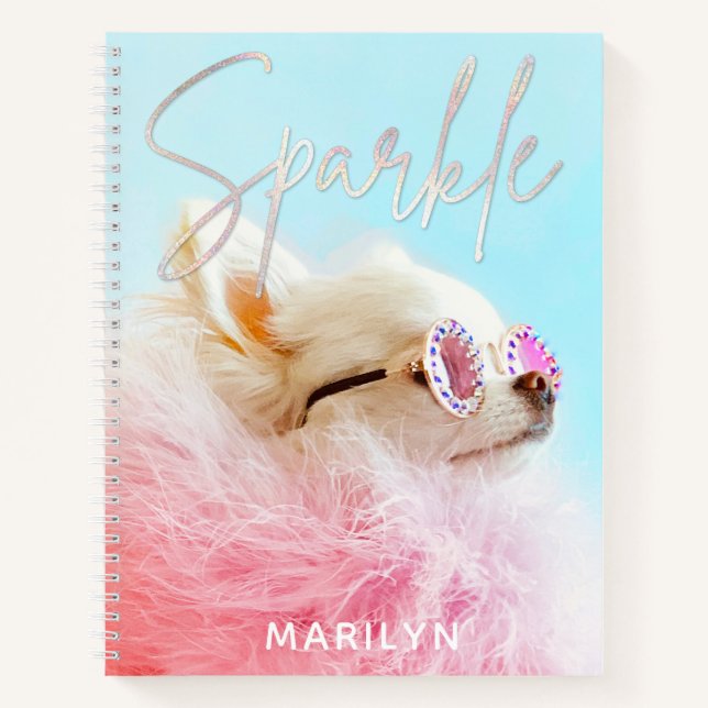 Sparkle Die Tiny Chi | Hund Lover Personalisiert G Notizbuch (Vorderseite)