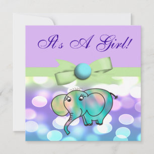 Sparkle Dots Pastel Elephant Baby Shower CSTM2 Einladung