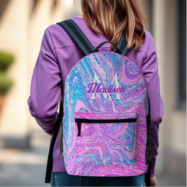 Sparkle Einicorn-Regenbogen, gürtelige Marmorkunst Bedruckter Rucksack (Von Creator hochgeladen)