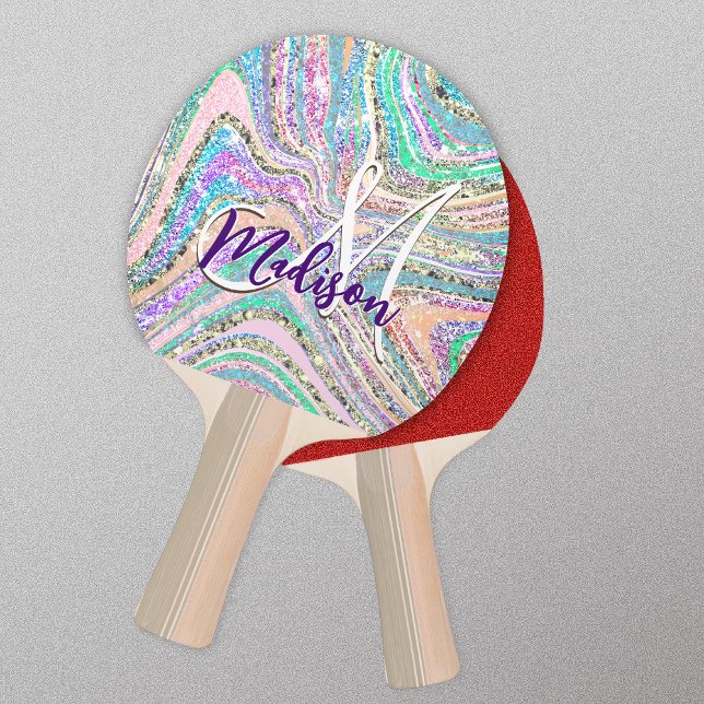 Sparkle Einicorn Regenbogen Rosa Minze Marmorkunst Tischtennis Schläger (Von Creator hochgeladen)