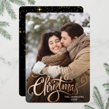 Sparkle Frohe Weihnachts-FOTO Gruß Rose Gold