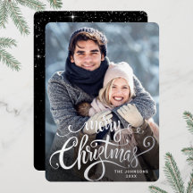 Sparkle Frohe Weihnachts-FOTO Gruß Silber