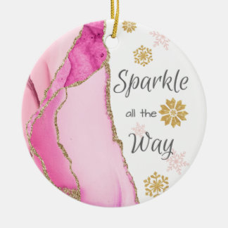Sparkle ganz Way Geode Pink Gold Glitzer Keramik Ornament