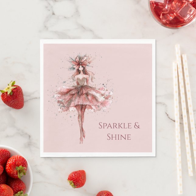 Sparkle Girl in Rosa Gold Dress Serviette (Beispiel)