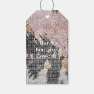 Sparkle Girly Pink Black Gold Cowgirl Cowhide Geschenkanhänger