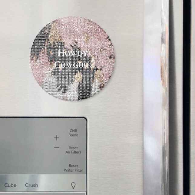 Sparkle Girly Pink Black Gold Cowgirl Cowhide Magnet (In Situ (Kühlschrank))