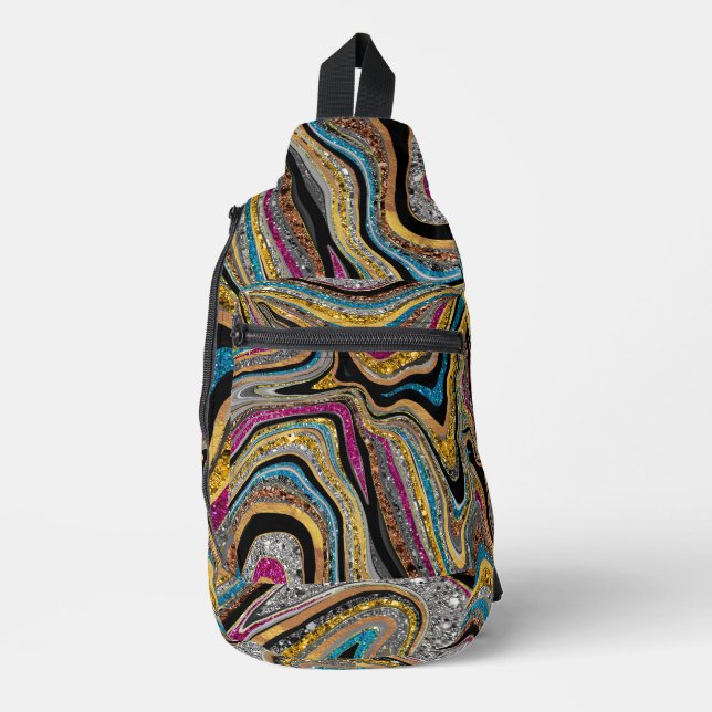 Sparkle Glam glänzende, geistliche Marmorkunst Crossbody Bag (Vorderseite)