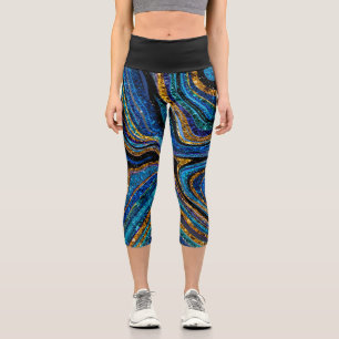 Sparkle Glam Glitzer Girl Marmor Art Blue Legging