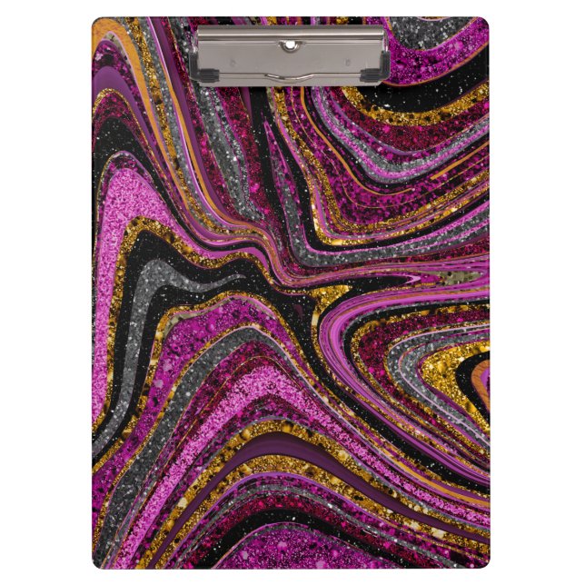 Sparkle Glam Glitzer Girl Marmor Art Rosa Klemmbrett (Vorderseite)
