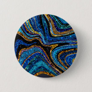 Sparkle Glam Glitzer mädchenhafte Marmorkunst blau Button