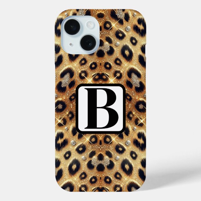 Sparkle Glam Gold Black Leopard Cheetah Print Case-Mate iPhone Hülle (Rückseite)