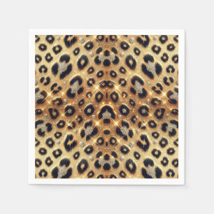 Sparkle Glam Gold Black Leopard Cheetah Print Serviette