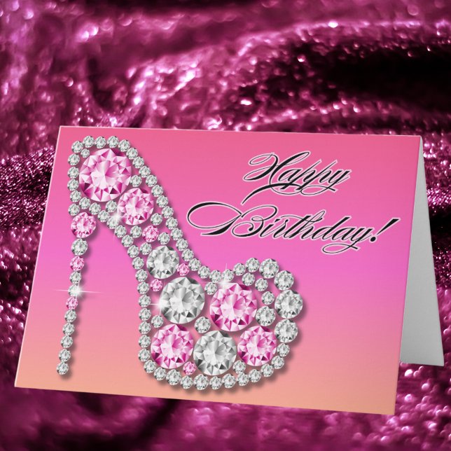 Sparkle Glam Stiletto Birthday Karte (Von Creator hochgeladen)